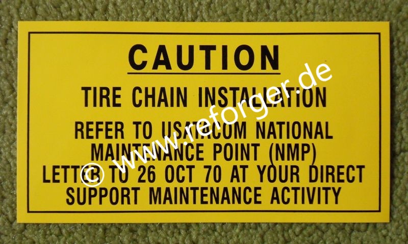 Tire Chain Installation – Military Vehicle Safety Decal