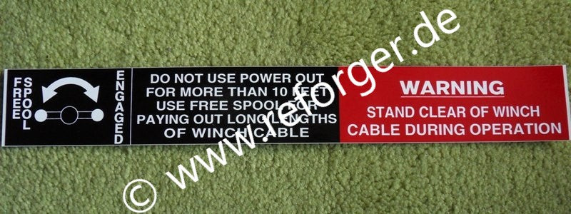 Aufkleber für die Seilwinde am HMMWV M998