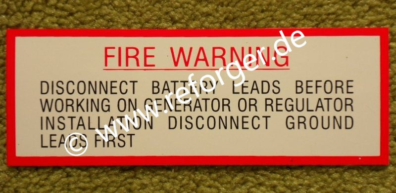 M-Series "Fire Warning" Sticker