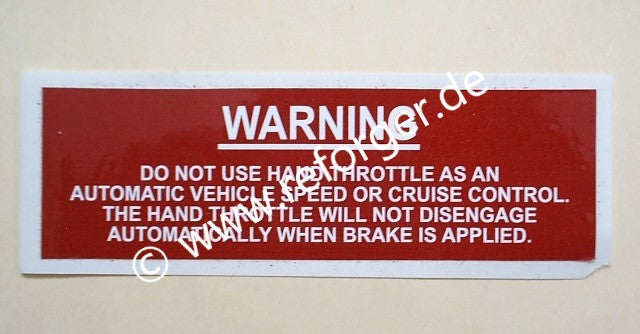 "Hand Throttle" Aufkleber – HMMWV M998