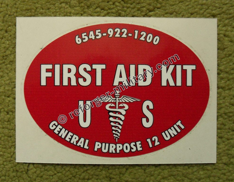 US Army Aufkleber mit Aufschrift First Aid Kit für Verbandskasten.