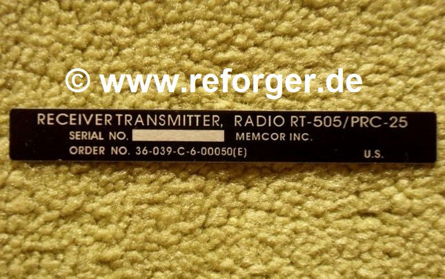 PRC-25 Funkgerät Data Plate