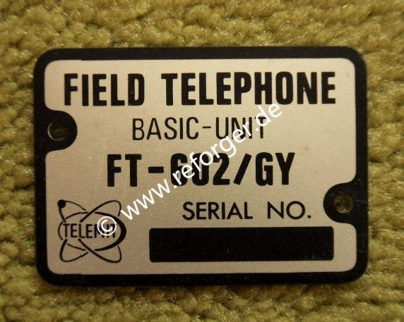 Typenschild für das FT-602 Feldtelefon
