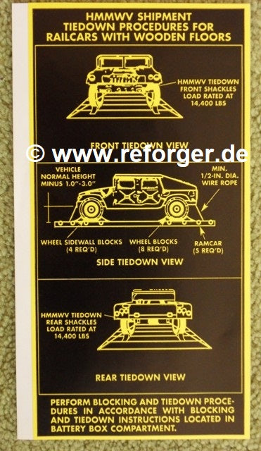 Aufkleber "Shipment and Tiedown Procedures" HMMWV M998