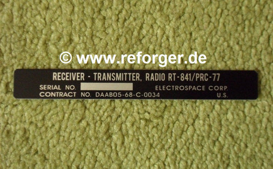 Typenschild PRC-77 – Variante Electrospace