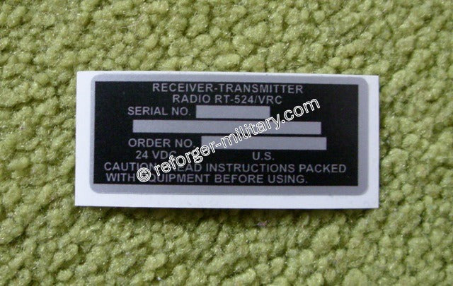 Typenschild-Aufkleber für RT-524 Funkgerät