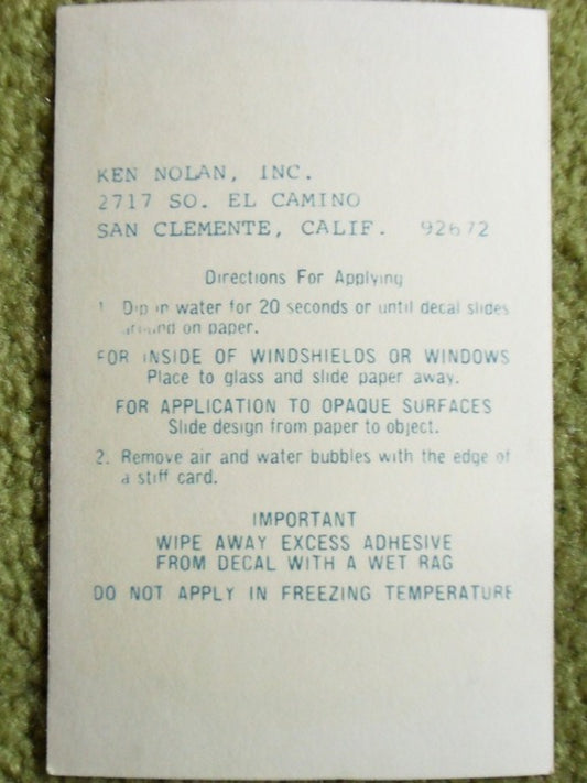 „Rückseite des US Army Dekoaufklebers der 199th Infantry Brigade, Detailansicht mit aufgedruckter Anleitung zur richtigen Handhabung