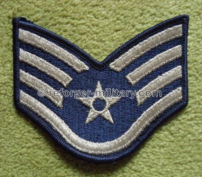 Air Force Dienstgrad Staff Sergeant (SSgt) – Chevron Aufnäher Blau und Weiß