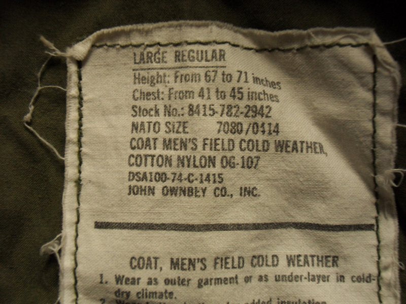 US Army M65 Jacke Large Regular 82nd Engineer