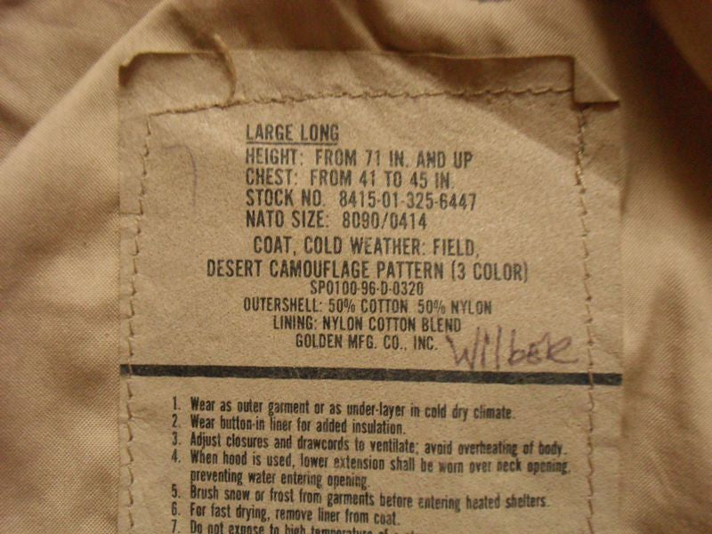 M65 Wüstentarn Jacke Large