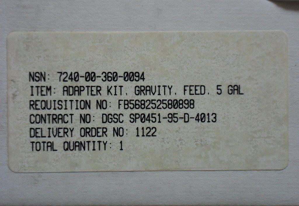 US Army Tent Stove 5 GAL Fuel Can Adapter