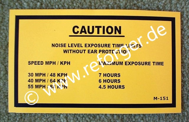 Aufkleber Noise Level Exposure Mutt M151