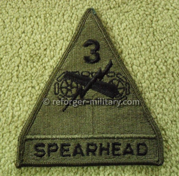 3rd Armored Division (Spearhead) Subdued OD Patch.