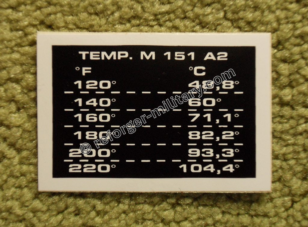 M151 A2 Coolant Temperature Sticker – Reforger Military Online Store