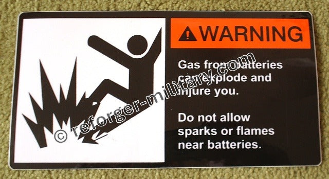 Warnzeichen-Aufkleber – Warnung vor Batterie-Gasen.