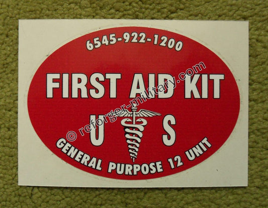 US Army Aufkleber mit Aufschrift First Aid Kit für Verbandskasten.