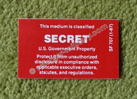 US Army SECRET Aufkleber – Etikett für vertrauliche Dokumente und geheime Projekte