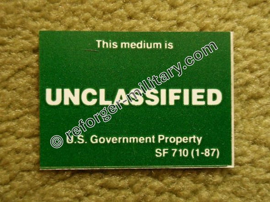 Unclassified-Aufkleber – verwendet vom US Government zur Kennzeichnung nicht klassifizierter Materialien und Dokumente