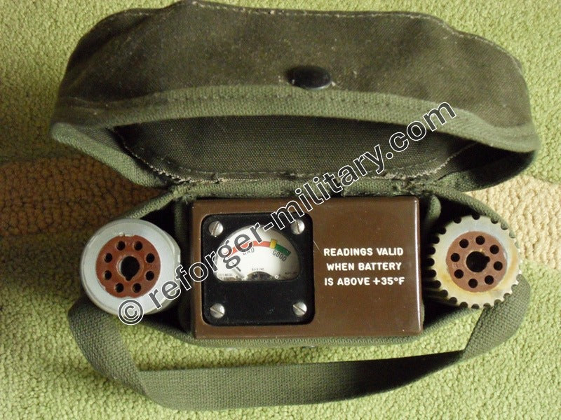 Battery Test Set PSM‑13 – Draufsicht des Testgeräts in robuster Canvas‑Tasch