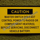 US Army Warnaufkleber "Caution Master Switch..." – Hinweis für M151 MUTT und HMMWV Fahrzeuge.