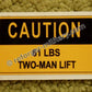 Two Man Lift Warnaufklebers für das RT-524 Funkgerät.