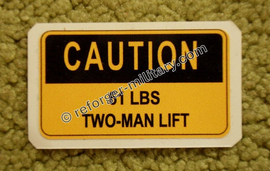 Two Man Lift Warnaufklebers für das RT-524 Funkgerät.