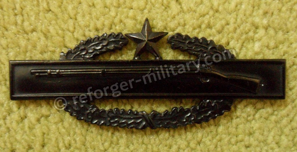 Combat Infantry Badge 2nd Award Army CIB Anstecker. Matt schwarz brüniert, Metall-Ausführung.