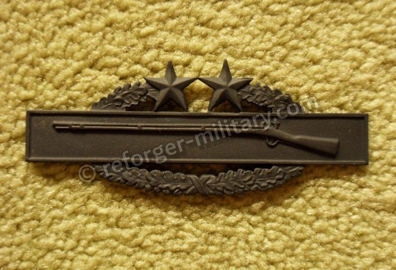 Combat Infantry Badge 3rd Award Army CIB Anstecker. Matt schwarz brüniert, Metall-Ausführung.