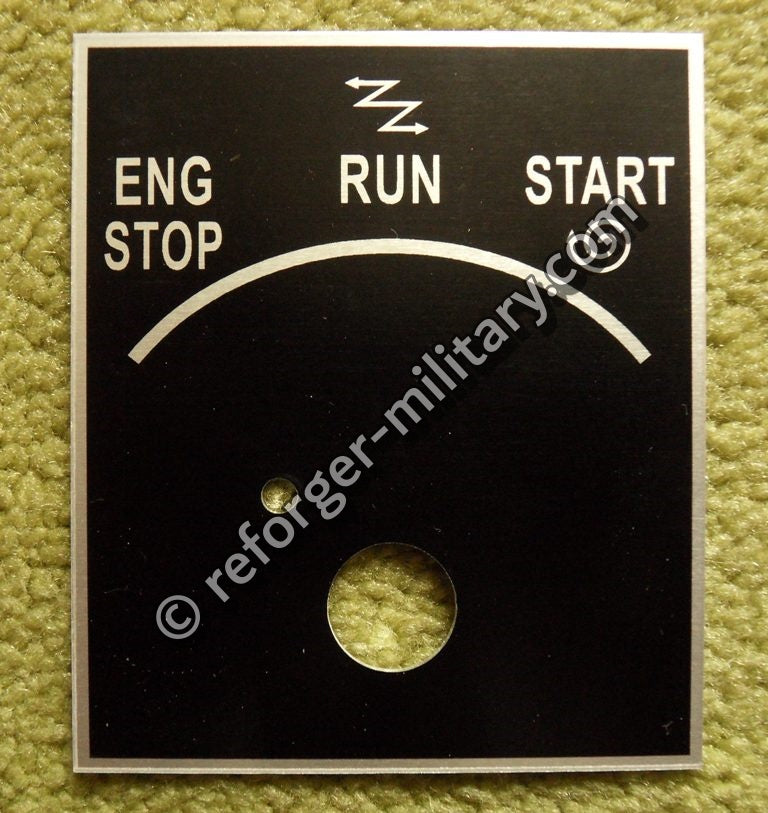 Original HMMWV M998 Engine Start-Stop Data Plate – Instruktionen für Vorglüh-Vorgang (Wait-to-Start).