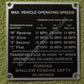 HMMWV M998 Data-Plate für Höchstgeschwindigkeiten je nach Getriebestufe (Transfer Case Range Selection).