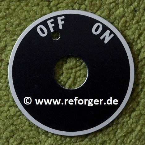 Rundes Data Plate Hinweisschild für Zündungsschalter des M151 Militärfahrzeugs mit ON/OFF-Beschriftung – Ersatzteil für Restaurierung