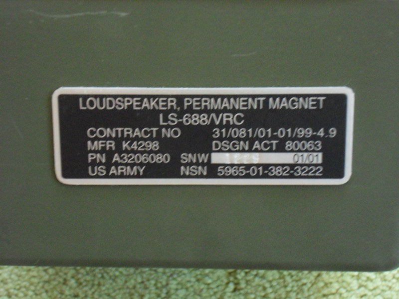 LS-688/VRC – US Army Militärlautsprecher mit sichtbarer Typenbezeichnung, Original Equipment