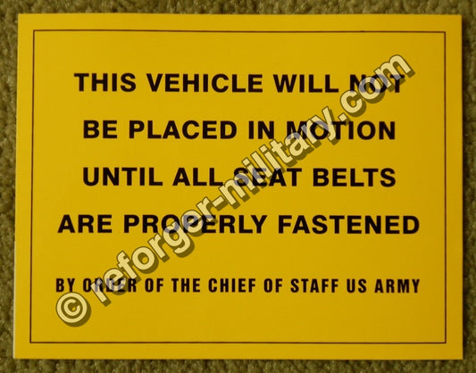 M151 Aufkleber Seat Belt – Originalgetreue Sicherheitsgurt Markierung für Ford Mutt A1/A2