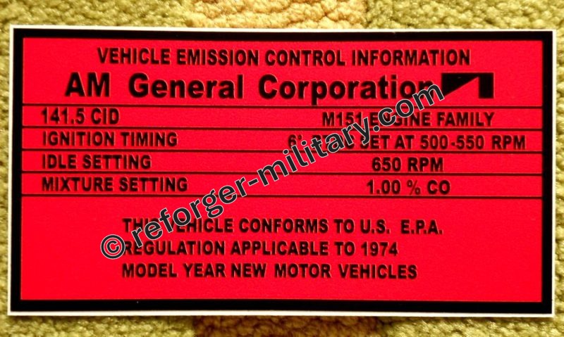 Emission Control Aufkleber für Ford Mutt M151 – Reforger Military ...