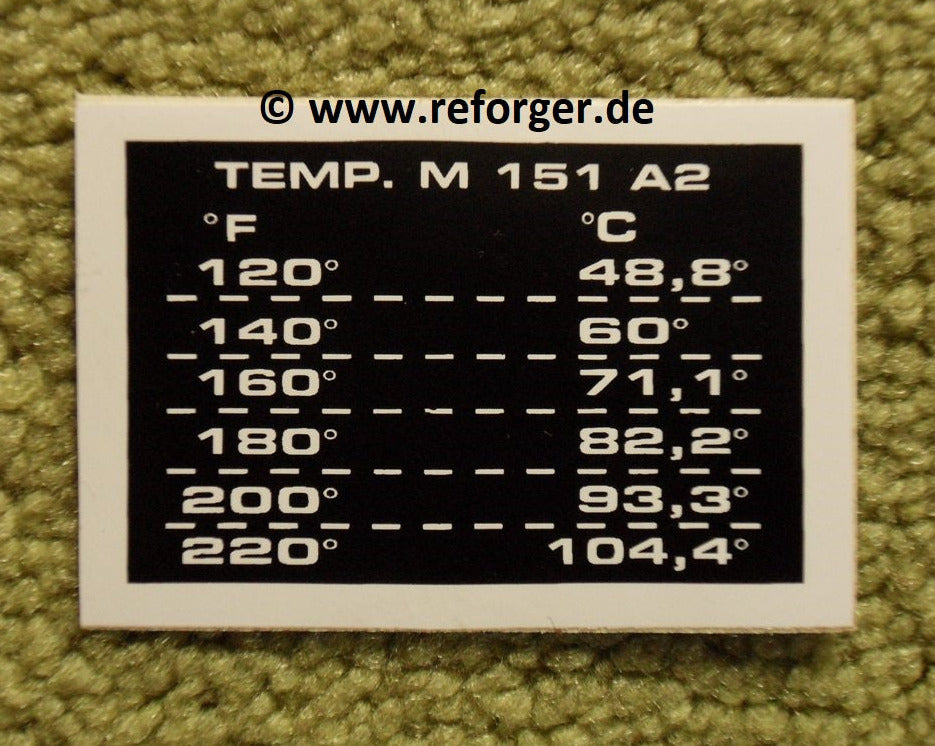 M151 A2 Kühlwassertemperatur Aufkleber