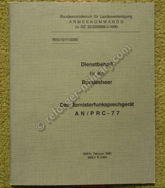 Originaler ÖBH Dienstbehelf für das PRC-77 Funkgerät – Offizielles Bundesheer Handbuch zur Bedienung