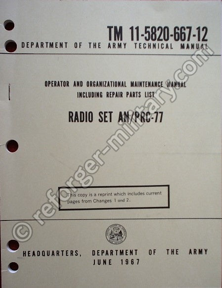 PRC-77 US Army Bedienungsanleitung und Manual für das Militär Funkgerät