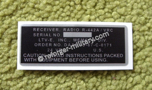 Typenschild-Aufkleber für R-442 Funkgerät