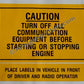 Aufkleber Turn Off Communication – Warnhinweis für Militär-Funkgeräte und Fahrzeuge