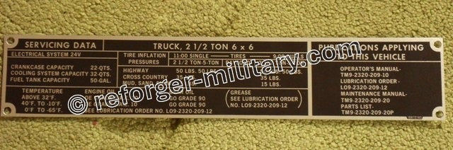 REO M35 Truck Data Plate Servicing
