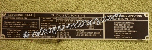 REO M35 Truck Data Plate Servicing