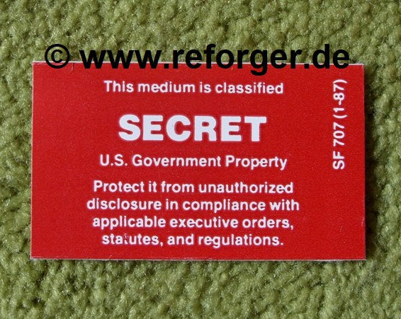 US Army SECRET Aufkleber – Etikett für vertrauliche Dokumente und geheime Projekte