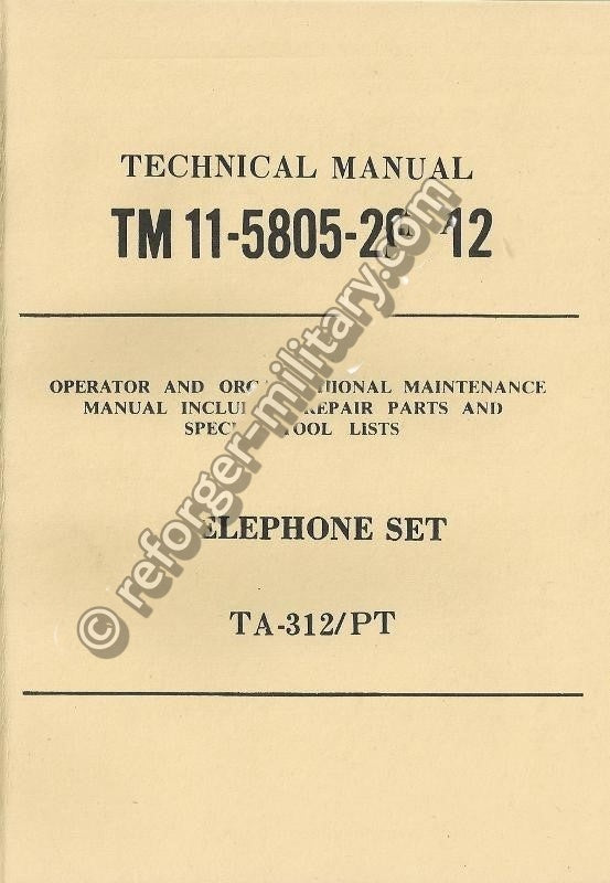 Originales US Army Technical Manual TM 11-5805-201-12 für das Telephone Set TA-312/PT.