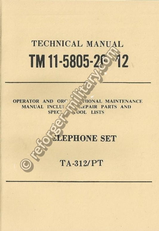 Originales US Army Technical Manual TM 11-5805-201-12 für das Telephone Set TA-312/PT.