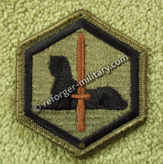 66th Military Intelligence Brigade SSI Patch – Subdued Olive Unit Insignia for BDU Uniform.