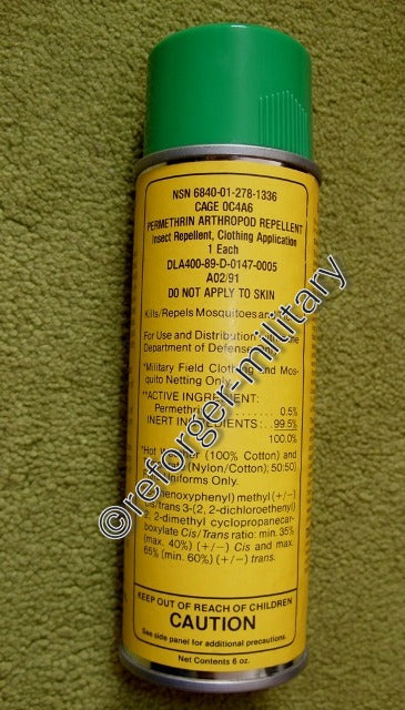 Original US Army Mückenspray, langanhaltender Insektenschutz für Kleidung und Ausrüstung, US-Militär Bestand