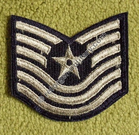 Air Force Dienstgrad Master Sergeant (MSGT) – Chevron Aufnäher Blau und Weiß