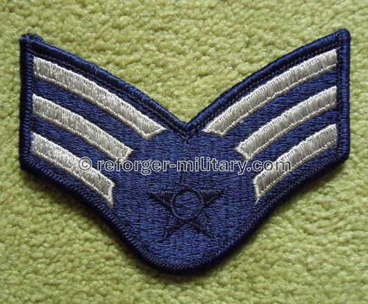 US Air Force Dienstgradabzeichen Senior Airman – Chevron Aufnäher in Blau und Weiß