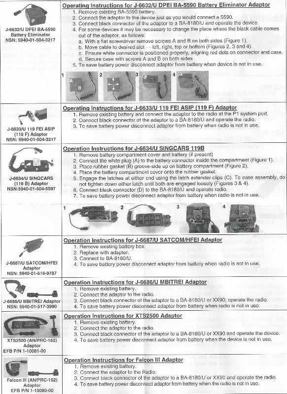 Adapter Battery Eliminator J-6632/U